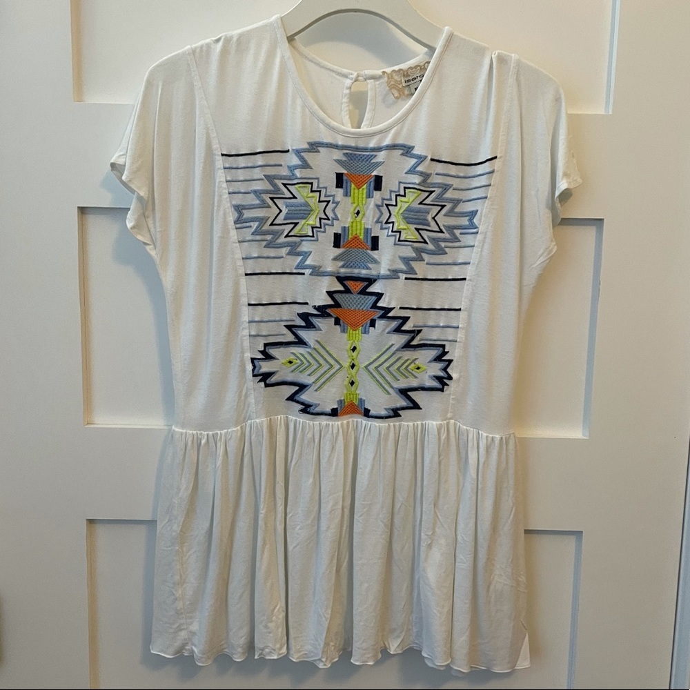 Isato Medium white peplum shirt with embroidery